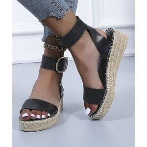 Black Ankle-Strap Sandals Size 9.5